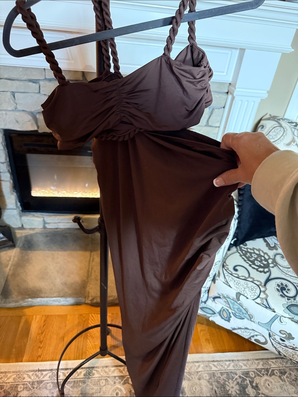 Women’s Brown Bra-Top Nightgown - Elegant Sleepwear